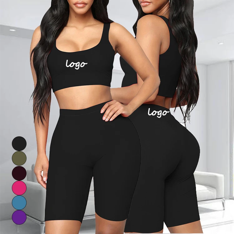 

Custom Logo High Waist Sexy Fitness Butt Lift Plus Size Yoga Sets Sport Wears Two Piece Set, Shown