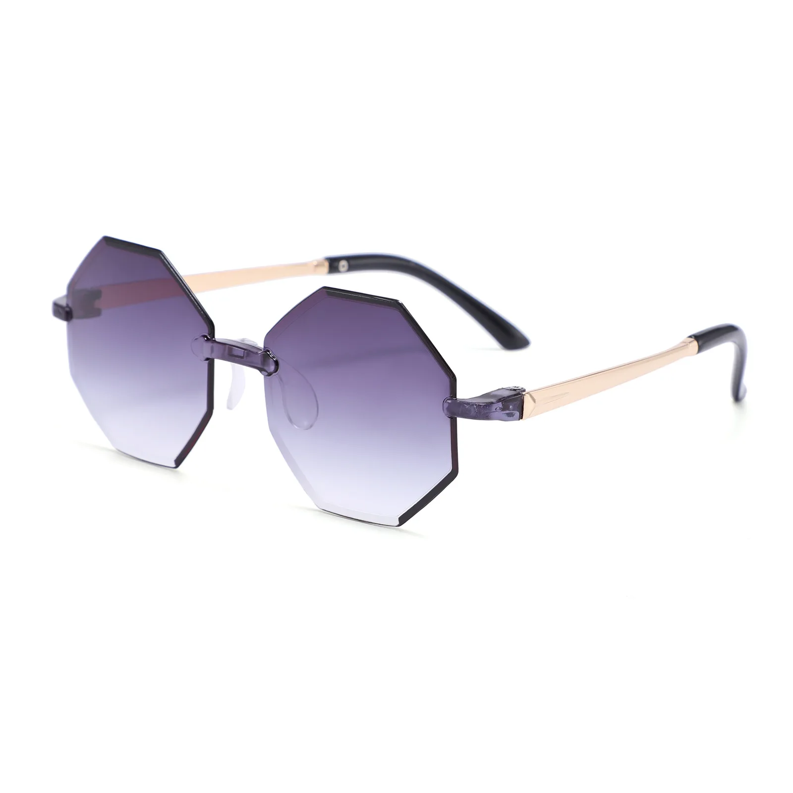 

2021 New High Qualiy Fashion Rimless Anti UV AC Lens Metal PC Temple INS Trendy Polygon Shades Sunglasse Sun Glasses For Kids