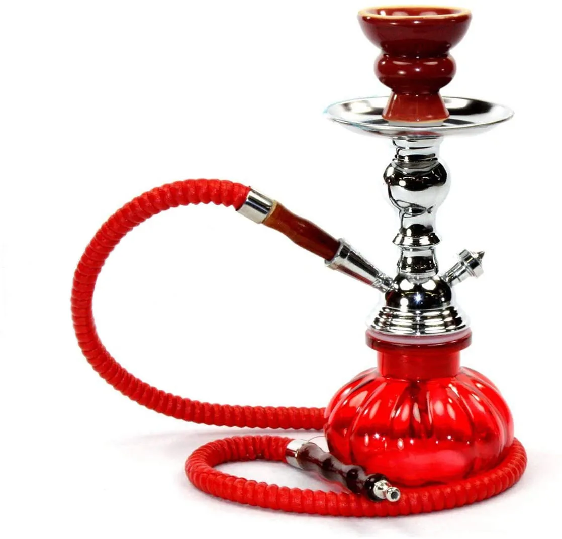 

11 inch Premium 1 Hose Hookah Complete Set with Mini Crimson Red Pumpkin Hookah Glass Vase