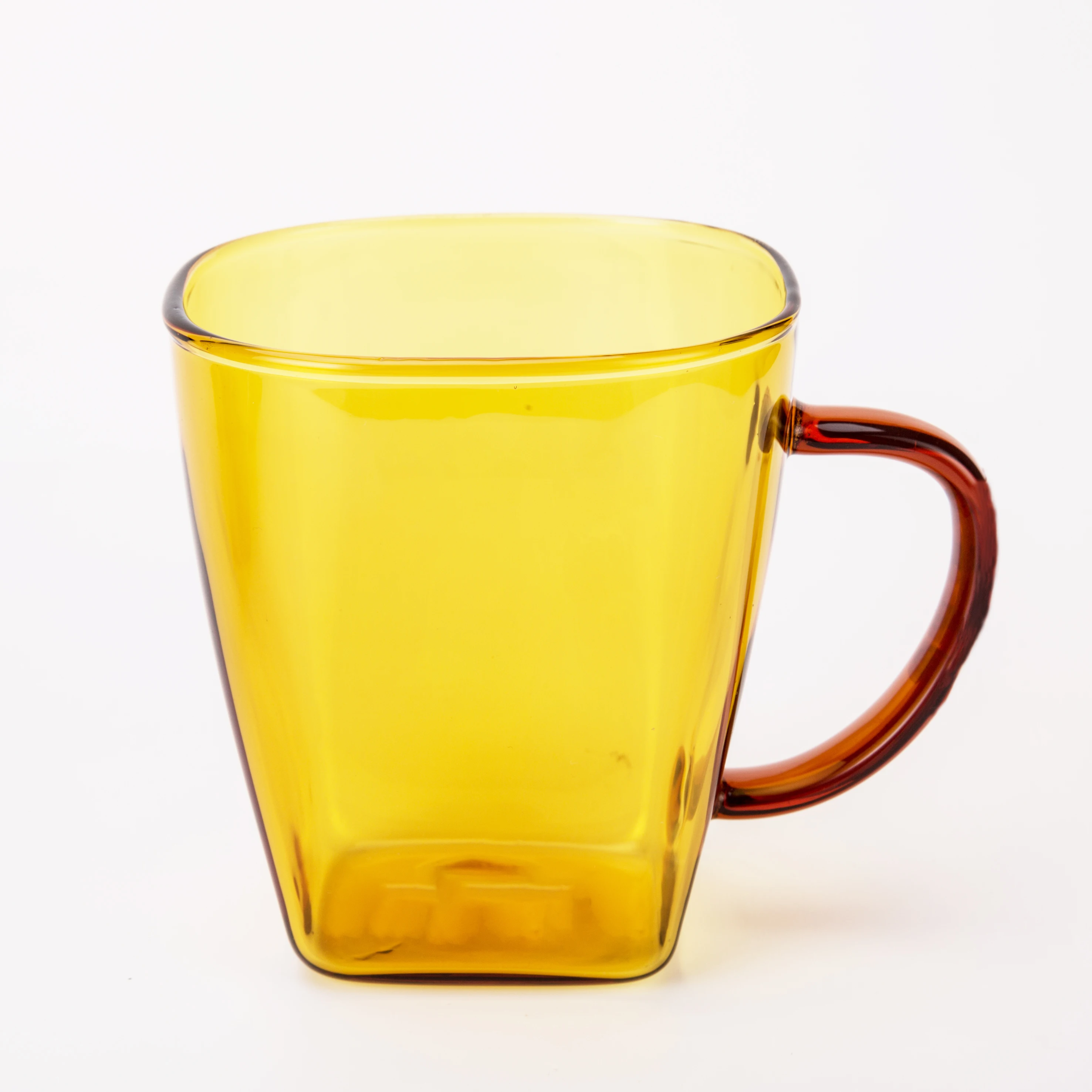 

Hot selling single wall glass coffee cup with handle