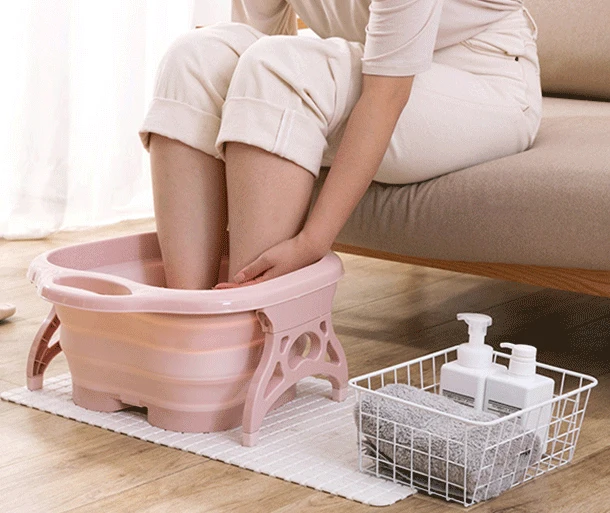 Foldable Footbath plain foaming massage bucket Plastic foot bath basin large heightening footbath fording barrel Reduce Pressure