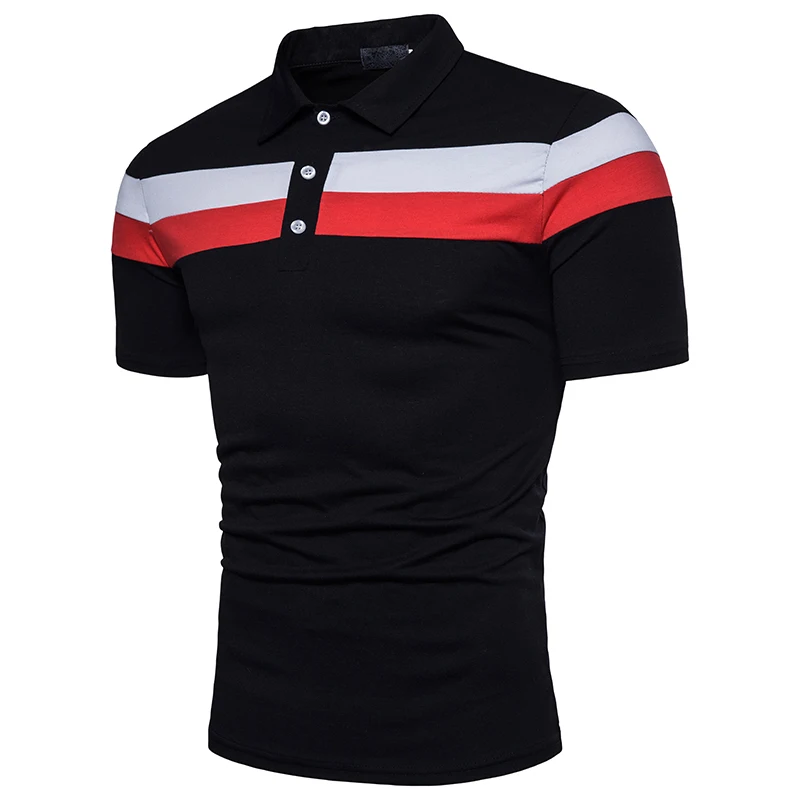Men's Polo Shirts With Two-color Horizontal Stripes On The Chest ...