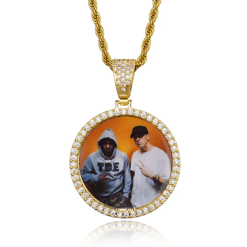 

Wholesale Fashion Sublimation Jewelry Blanks Gold Silver Circle Zircon Custom Photo Necklace