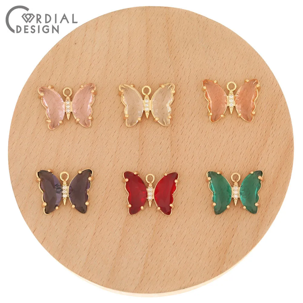 

Jewelry Accessories Cordial Design 50Pcs 15*20MM Jewelry Accessories DIY Hand Made Butterfly Shape Crystal Charms Earring Find