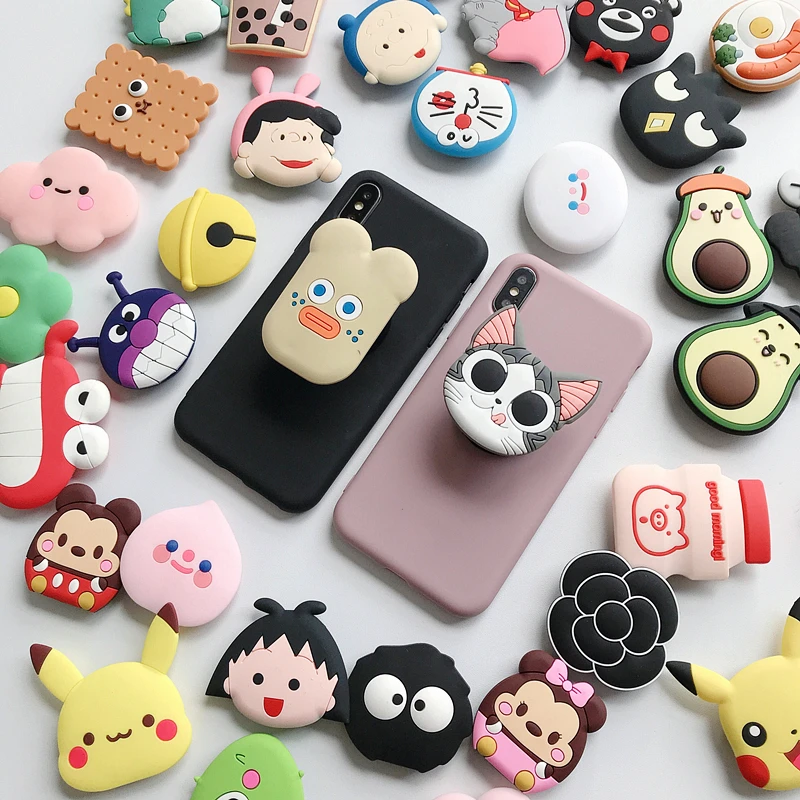 

Wholesale Universal Mobile Phone Accessories Silicone PVC Cute Cartoon Mobile Holder Phone Socket Airbag Phone Stand, White/black/custom