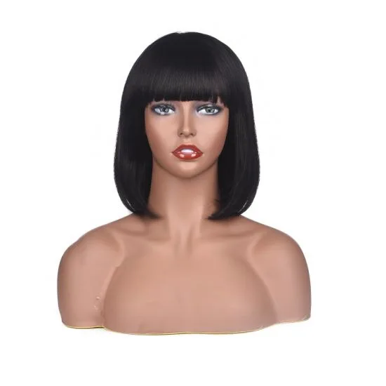 

100% Human hair wig with baby hair Brazilian Virgin human hair wigs with bangs