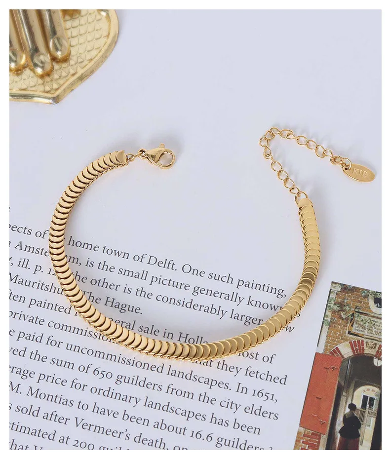 

Minimalist 18k Gold Plated Stainless Steel Jewelry stackable Snake Chain Necklace Bracelet set For Women