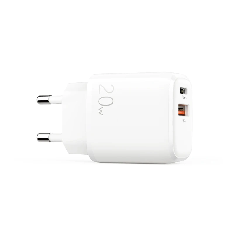 

JOYROOM Dual Ports USB C 20W Portable Smart Quick Charge QC 3.0 PD Fast Charging Mobile Phone Travel Charger for iPhone 12, White