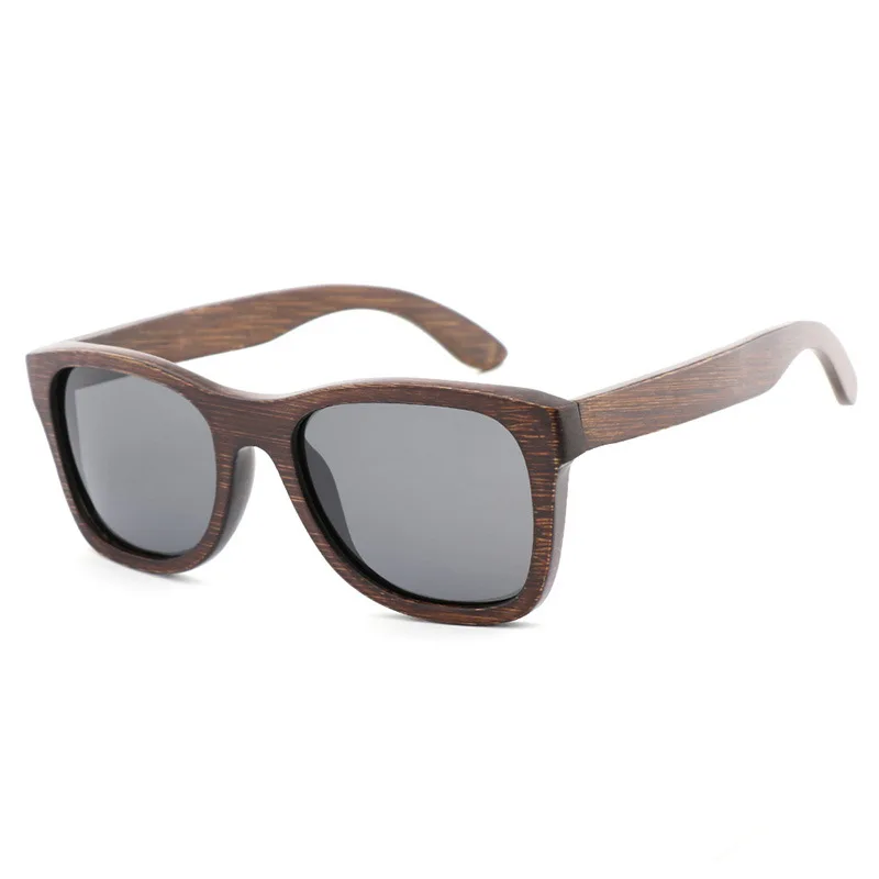 

Hot sale smoke lens bamboo temple wooden sun glass brown polarized mens retro sunglasses with your logo, Any colors