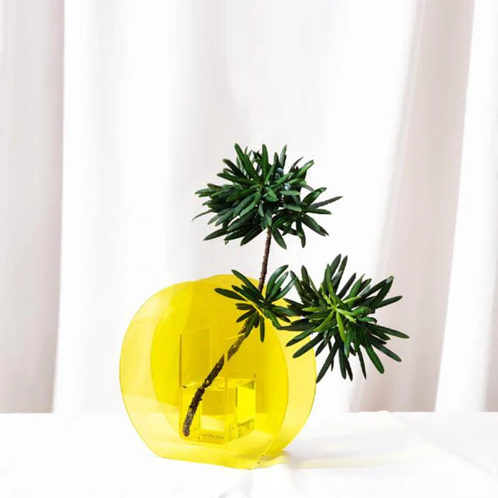 
Home Table Acrylic Vase Nordic Simple Transparent Flowers Vase Neon Blue Acrylic Vase 