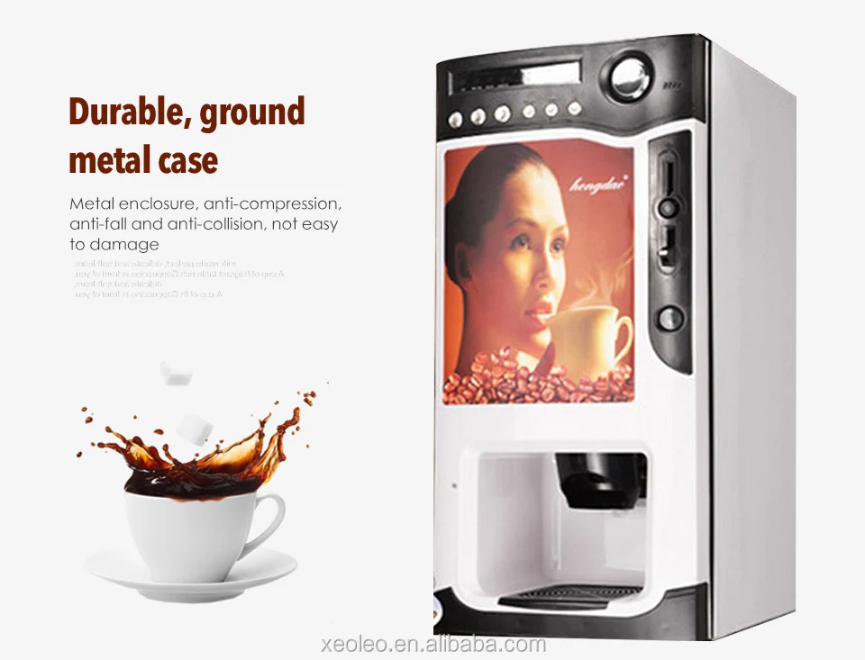 Xeoleo Commercial Coin Coffee Machine 3 Canisters 1600ml*3 Vending Coffee Machine Automatic Drip