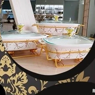 

Wholesale restaurant used luxury oval shape marble buffet ceramic food warmer with stand