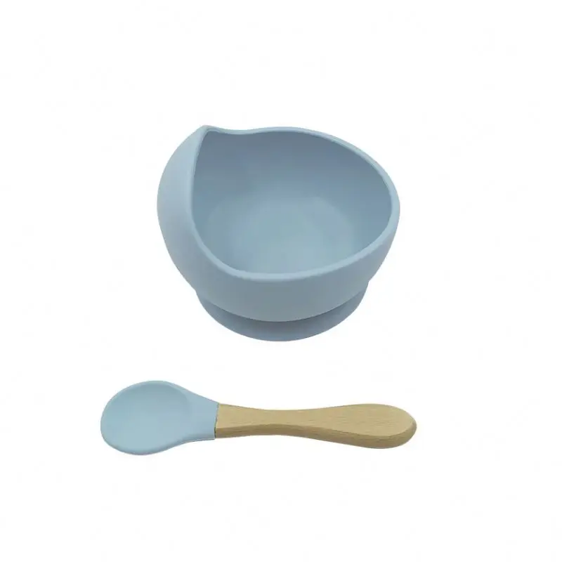 

Children's Tableware Set 100% Food Grade Silicone Baby And Spoons Silicone Silcone Suction Bowl Spoon Lid, Six colors/customized colors