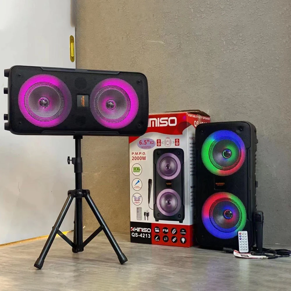 

QS-4213 KIMISO Top Seller DJ speaker Double 6.5 Inch Stereo Speaker With Dazzling Lights