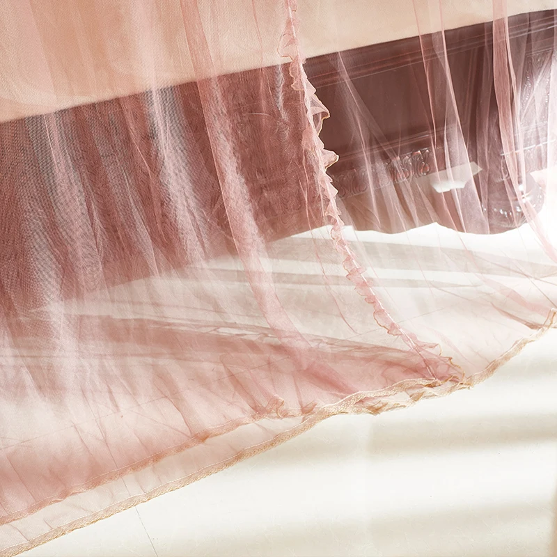 Fashable Double Bed Romantic Square Guide Rail Lace Embroidery Adult Baby Mosquito Net