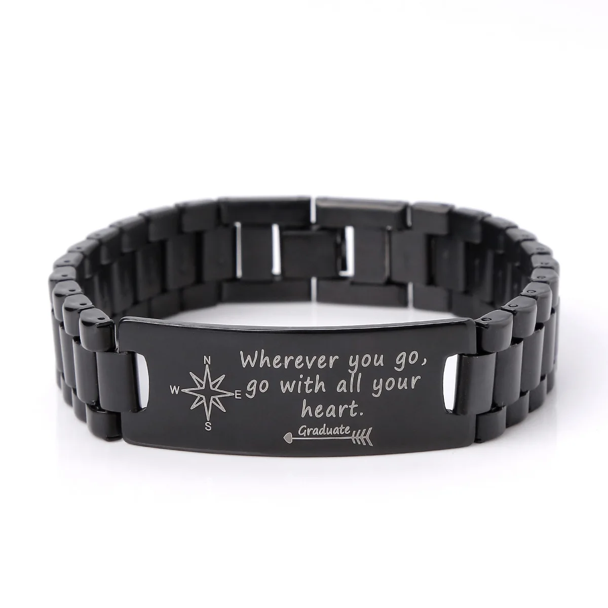 

High Quality Stainless Steel Jewelry Friendships Personal Engraved Bracelet For Men Fast Delivery Black Link Chain Bracelet