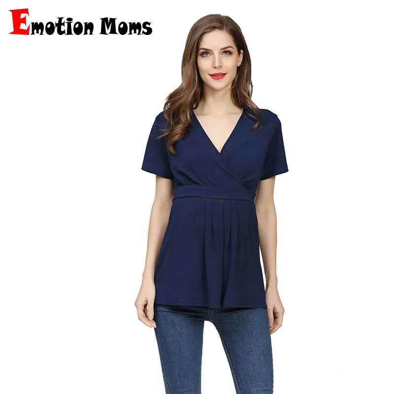 

2020 Summer Women Maternity Clothes Breastfeeding T shirt Nursing Tops Good Stretch Pregnant Shirt V neck Plus size S-3XL