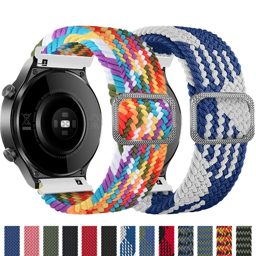 

Lianmi Braided Solo loop For Samsung Galaxy Active 2/3 Gear S2 Huawei Amazfit Stretch Adjustable Elastic Nylon Strap, Multi colors/as the picture shows