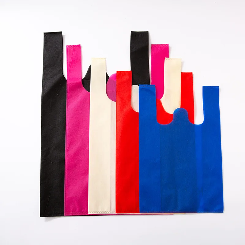 

Wholesale non-woven tote bags reusable foldable pp non woven shopping handle custom biodegradable t-shirt bag, Customized color