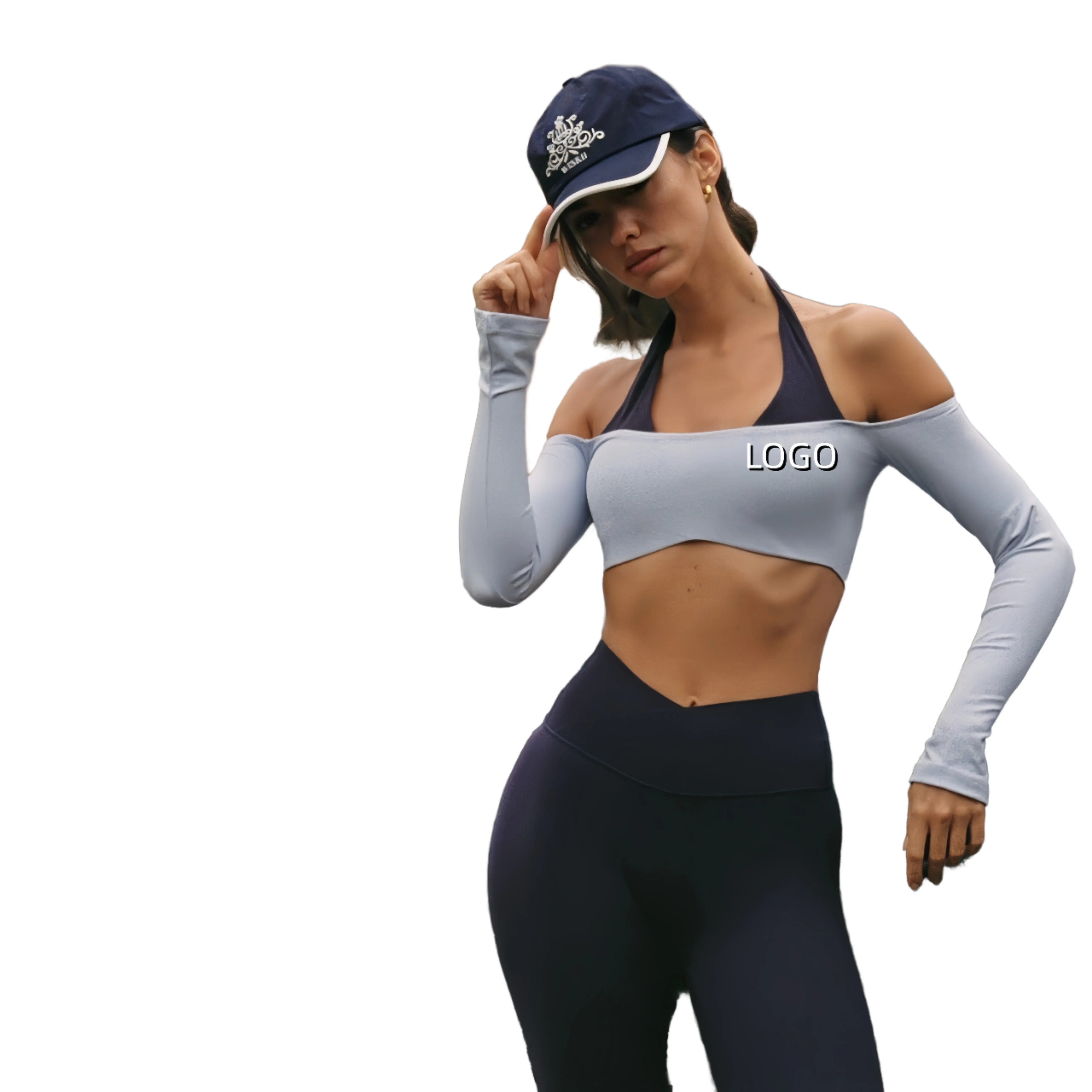 Nine分袖Quick-Dry Spandex Nylon Blend瑜伽Top