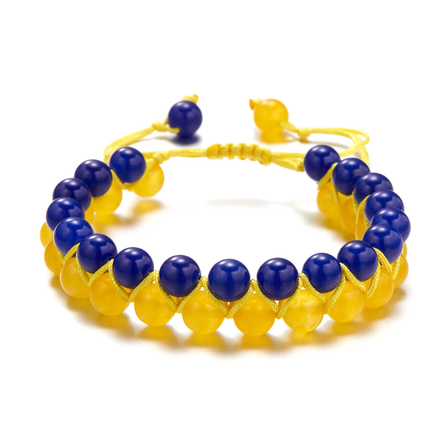 

Ukraine Stone Beads Bracelet Blue Yellow Handmade Braided Rope Ukranian Country Flag Bracelets Men Women Kids Wristband Cuff