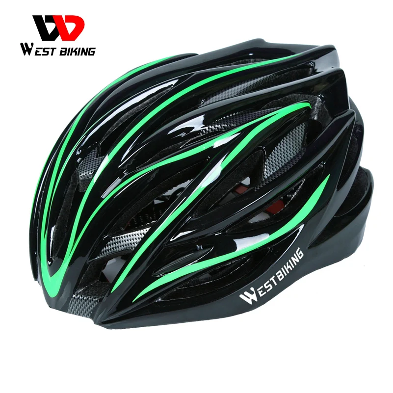 

WEST BIKING Cycling Integrally-molded Helmet Road Breathable Bicycle Helmet 54-62cm Free Size Safety Mountain Adult Bike Helmet, Blue black/yellow black/green black/red black