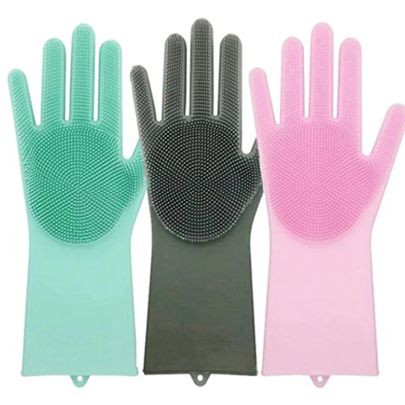 

Amazon Hot Sale Silicone Dishwashing Scrubber Dish Washing Sponge Rubber Scrub Gloves Kitchen Cleaning, Customized