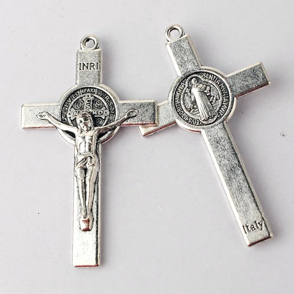 

53x31mm Anti-Silver Plated Saint Benedict Crucifix