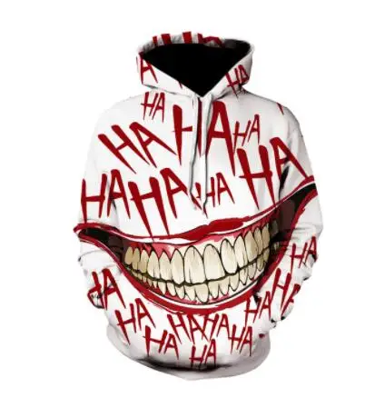 

2021 fashion new HAHA funny clown 3D digital printing couple 3D hoodie costume