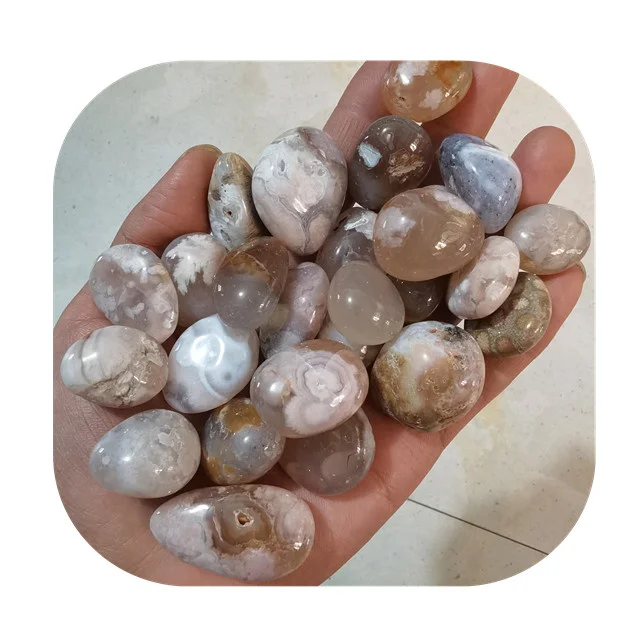 

Bulk wholesale 20-30mm crystals healing gemstone natural cherry blossom agate tumbled stones for sale