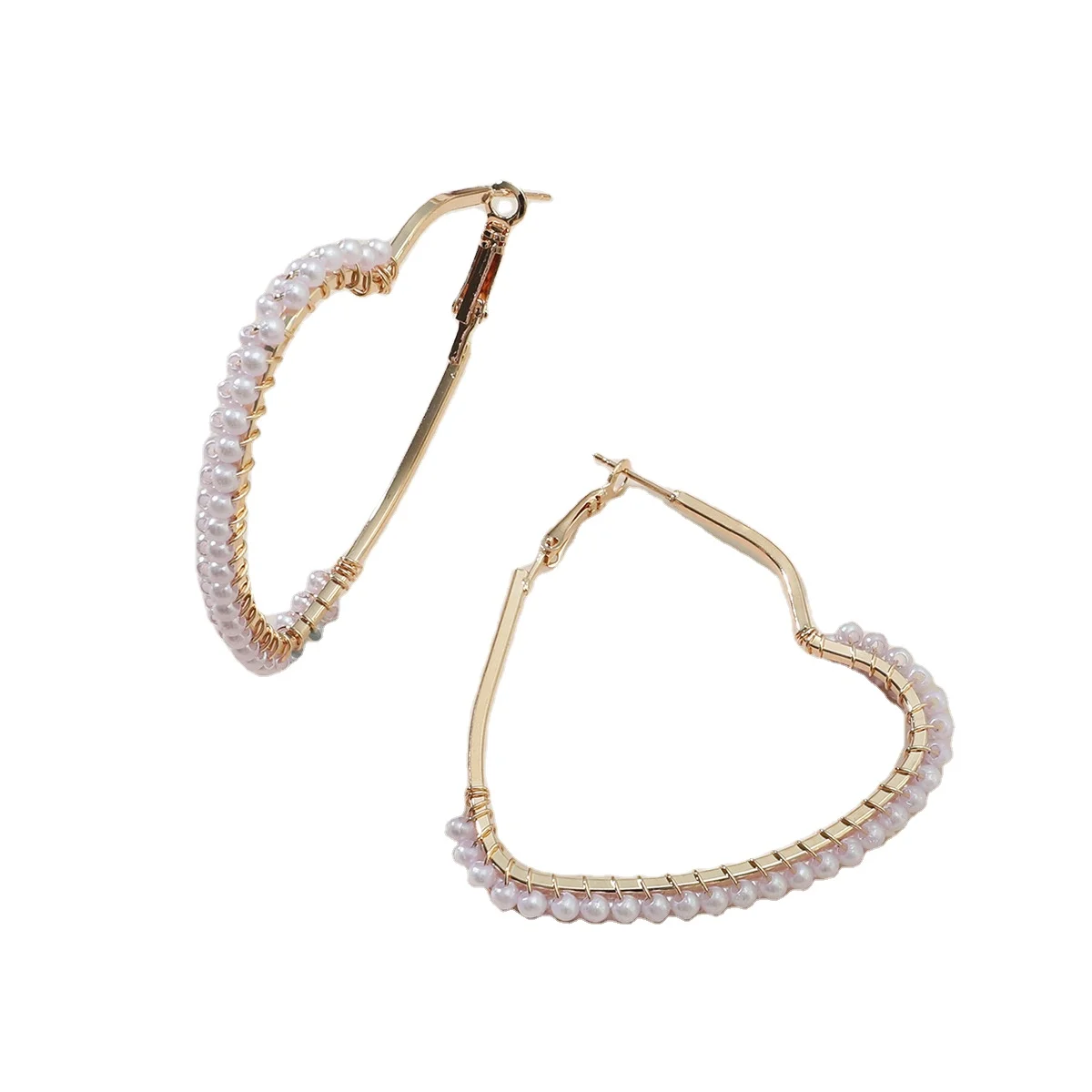 

Fashion new Pearl knitting ring earrings simple personality heart earrings for women and girls, Picture