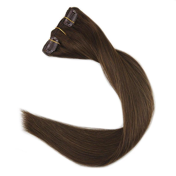 

Factory Price Double Drawn Cuticle Aligned Lace Clip In India Human Hair Extensions, In stock color: 4. other colors can customize