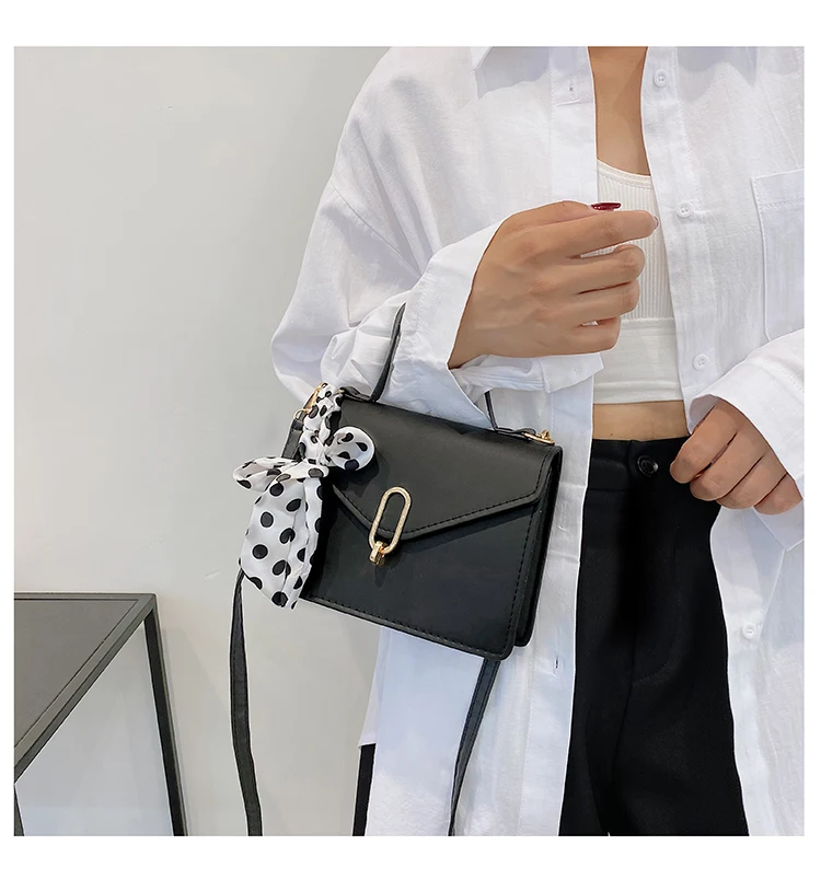 

Amazon fashion Korean design square shoulder bag ladies silk scarf PU leather crossbody handbag