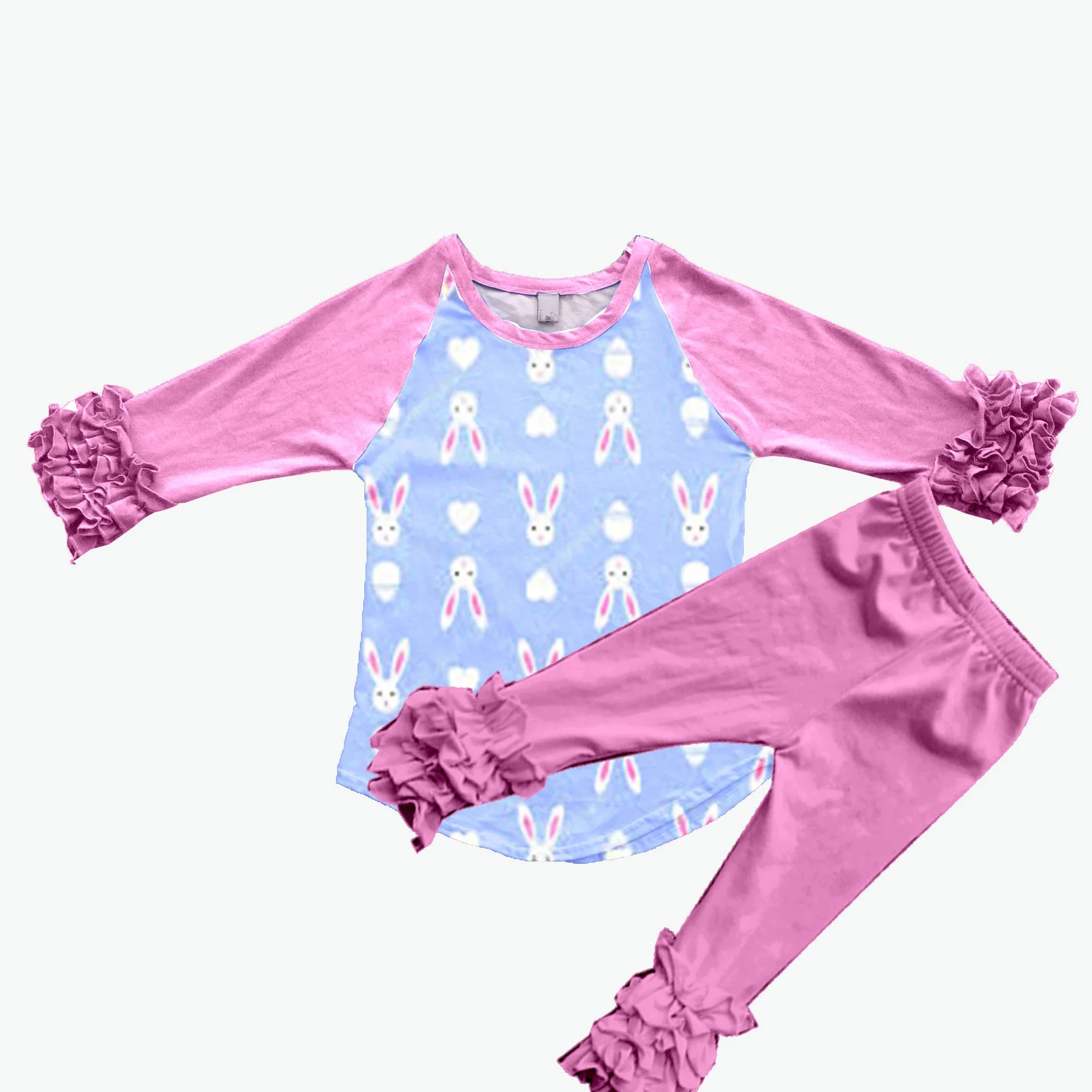 

YJ-109 Children baby clothing sets girl clothes girls boutique Easter ruflle raglan with icing ruffle pants outfits for kids, Picture show , you can contact us for more patterns