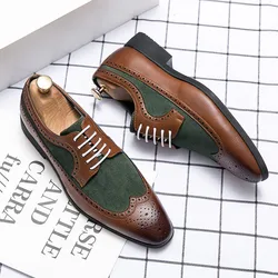 Hot Selling leather shoes for men Fashion color matching office shoes genuine leather shoes