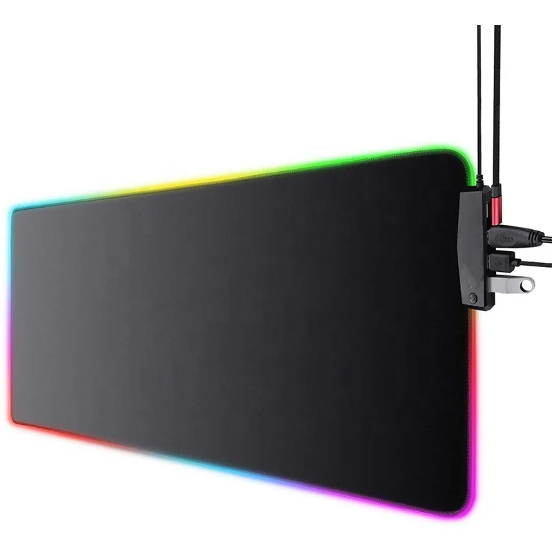 

Customized size multiple luminous RGB LED gaming desk large 4 port USB Hub mouse pad mat