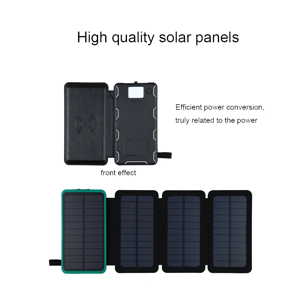 Foldable 10000mah High Efficiency solar mobile phones power bank Qi Wireless charging PowerBank - ANKUX.COM