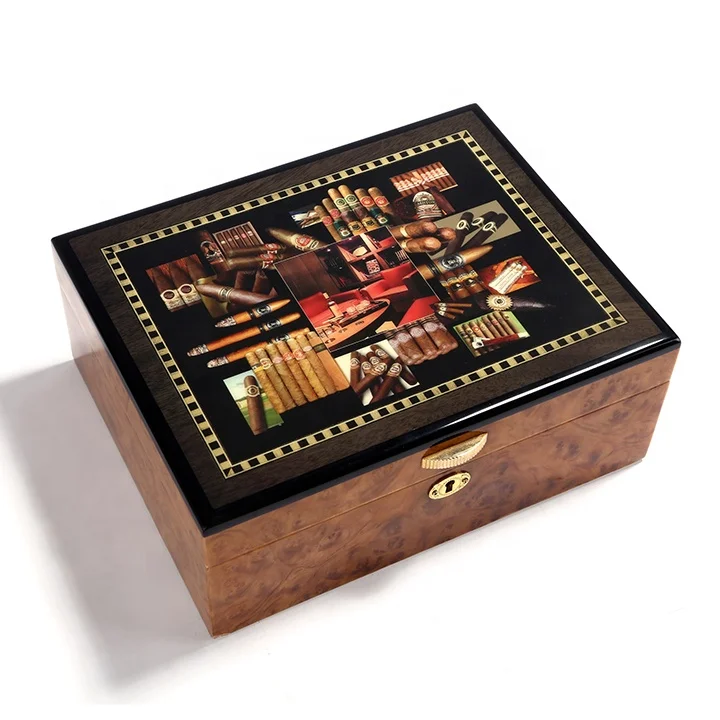 
Luxury Piano Lacquer Wooden Cigar Box humidor with hygrometer 