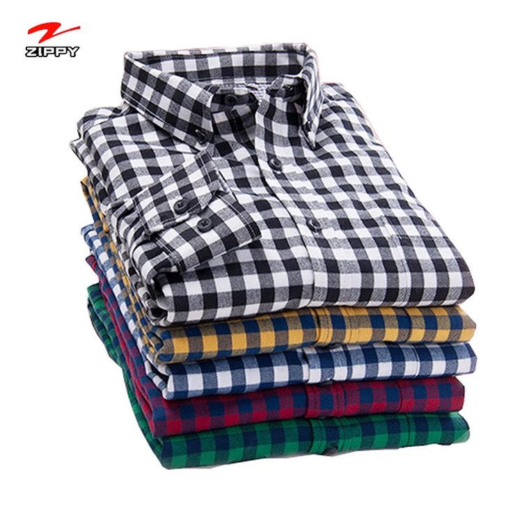 

Factory direct sale 100% cotton men long sleeve plaid flannel shirt, Custom color