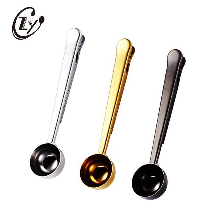 

Ins Nordic Style Electroplated Stainless Steel Food Seal Clip Coffee Seal Clip Milk Powder Tea Spoon, Silver,gold,black