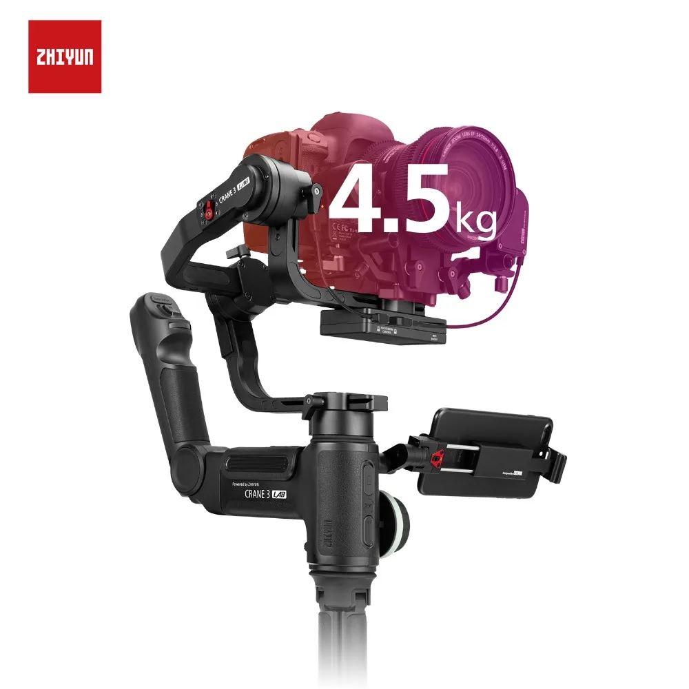 

ZHIYUN Crane 3 Lab Camera Stabilizer Dual Zoom and Focus 3 Axis Gimble for Nikon D850 Sony A9 A7R Canon 1DX GH5 Handheld Gimbal