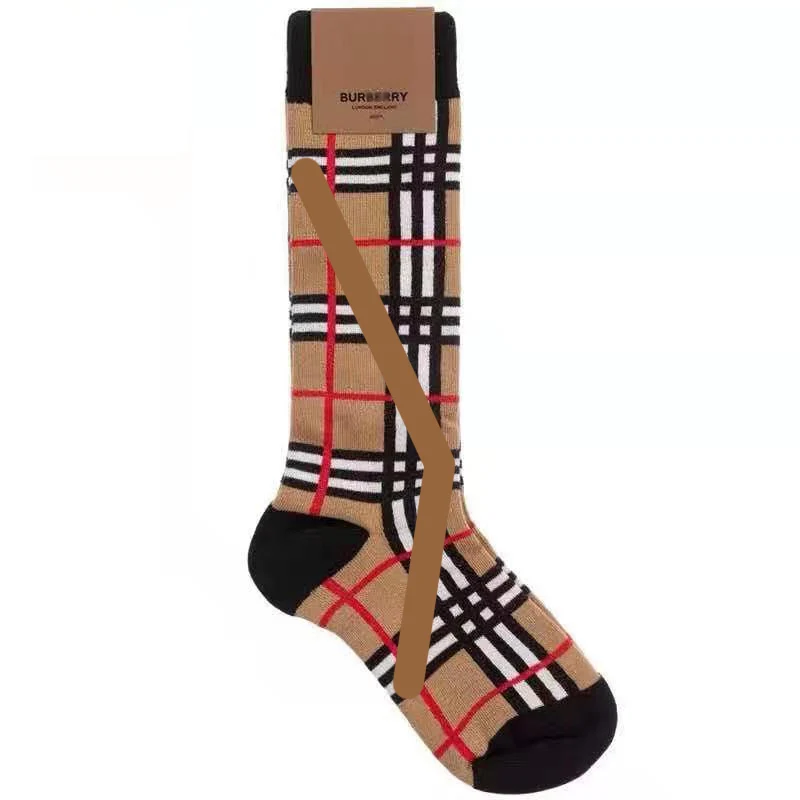 

Wholsale Fashion Cotton Custom Designers Knee High Long Stripe Plaid B Socks for Kids