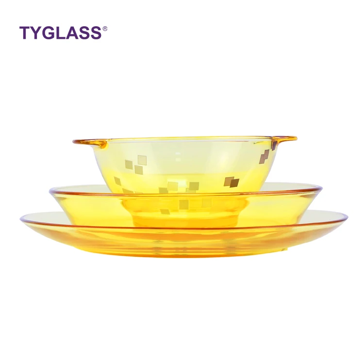 

wholesale Modern luxury light double glass bowl Japanese household salad bowl glass colors bowls, Customized color