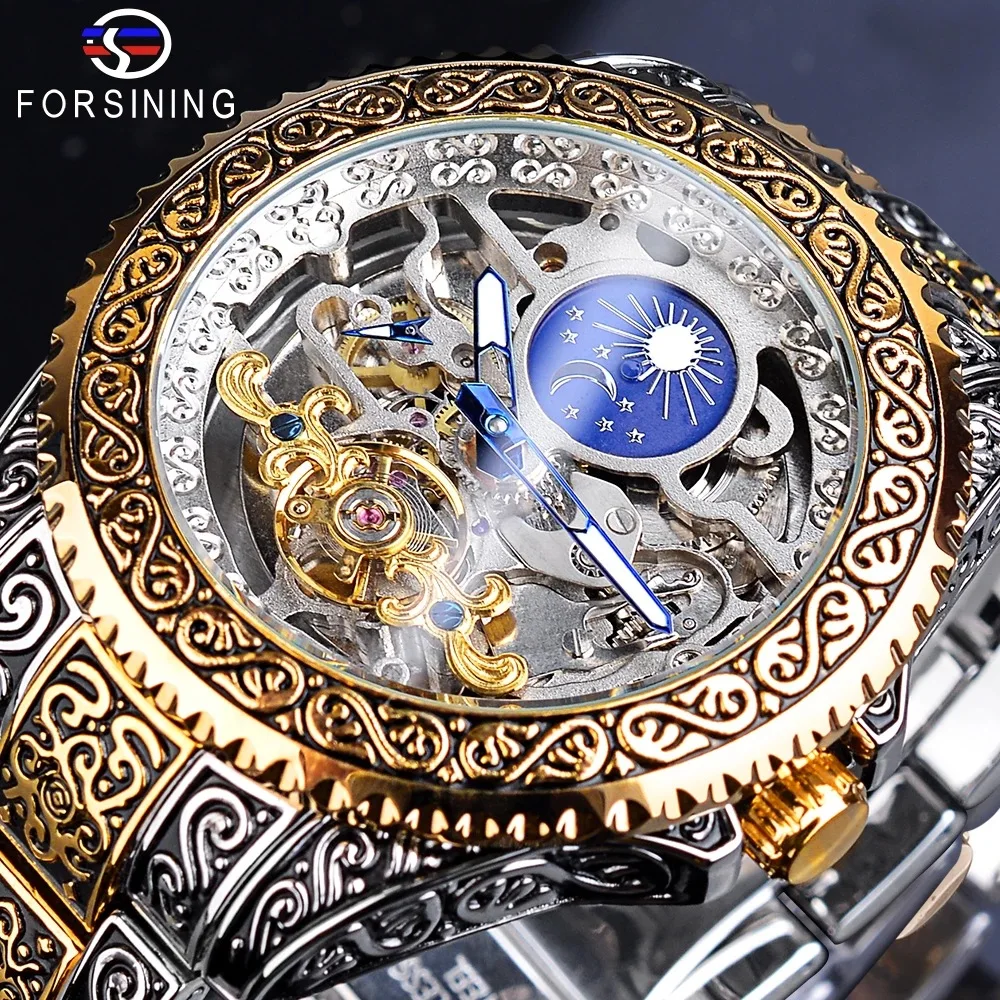 2023 Hot Selling Men Automatic Luxury Watches  Wristwatch Roman Pattern Vintage Carved and Hollowed Out Roman Pattern