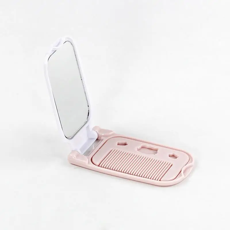 Small Folding Make Up Hand Held Mirror Mini Portable Pocket Plastic Wholesale Cute Compact