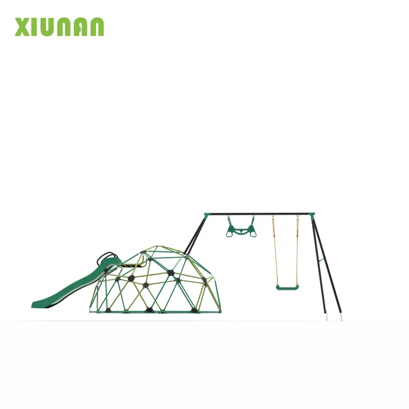 
Dome Climbing Metal swing set with slide for Children Outdoor Jungle Gym Swingset with EN71 Standard 
