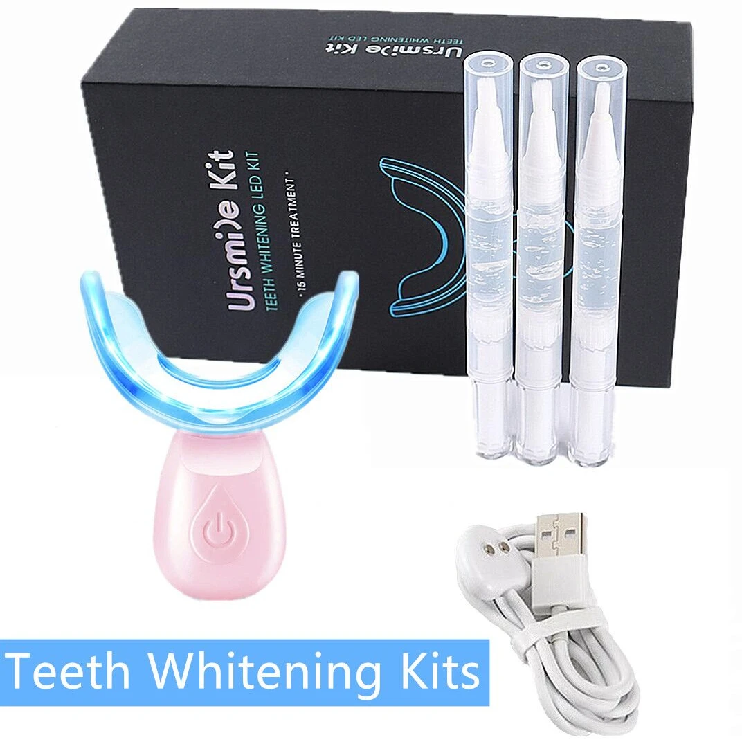 2021oem/odm Ce In Stock New Arrival Custom Logo Wireless Rechargeable Led Non Peroxide Teeth Whitening Kit For Home Salon, Pink/white