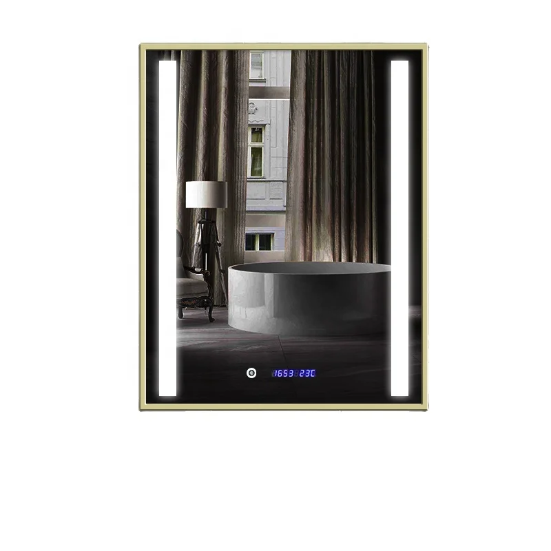 Intelligent heating anti-fog square panel LED light bluetooth bathroom vanity mirror
