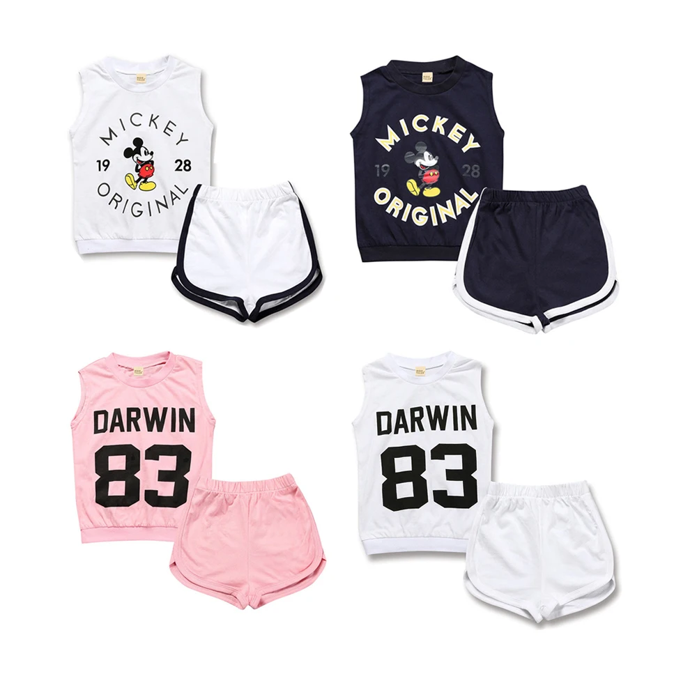 

Boys clothes sets children girls sleeveless letter vest +shorts fashionable kids summer clothing, As picture