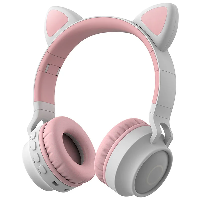 

2021 New Party Cute Cat Ear Wireless Foldable Headphones Hifi Children Kids Led Light Gaming Bluetoot Headphone Wired Headset